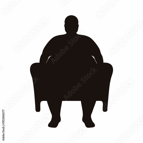 Silhouette of a man sitting in a chair, isolated on white background