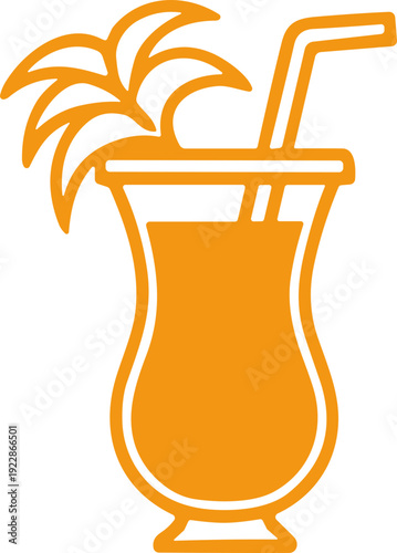 Cocktail Glass with Palm Tree Garnish.
