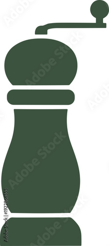 Green Pepper Mill Kitchen Utensil Icon.
