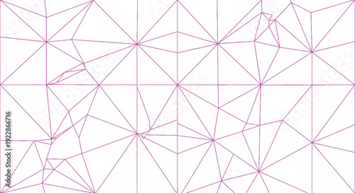 Abstract geometric line pattern with pink triangles and polygonal shapes on transparent background for creative design