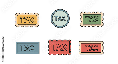 Tax Stamp Line art creative tone color illustration