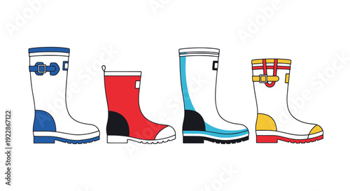 Rain Boots Line art soft elegant style illustration