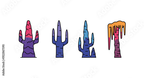 Stalactite Line art contemporary color design vector