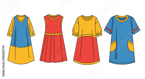 Tunic Dress Line art modern abstract vector