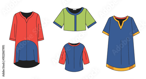 Tunic Top Line art modern abstract vector