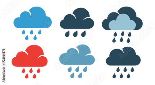 Rain Cloud Line art soft tone vector illustration