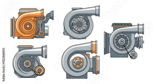 Turbo Engine Line clean bright color illustration