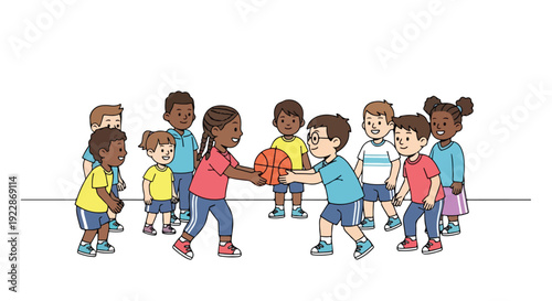 Diverse group of children and adults participating in a sports activity on International Day of Sport for Development and Peace with a vibrant and inclusive atmosphere.