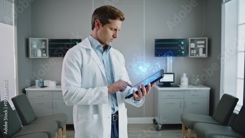 Wallpaper Mural Doctor Interacting with Futuristic Holographic Medical Data on a Tablet Torontodigital.ca