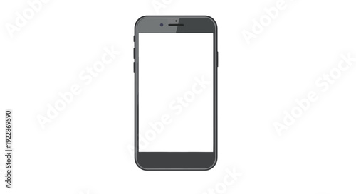 Black Smartphone Mockup with Blank White Screen on White Background Isolated Device