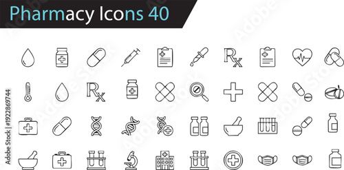 Pharmacy Icons 40 vector illustration of a alphabet