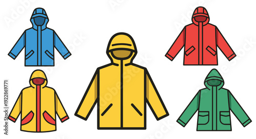 Rain Jacket Line art modern soft color vector