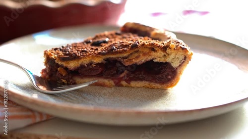 自家製チェリーパイのクローズアップ