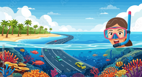 A person snorkeling with a mask and snorkel in clear blue ocean water.