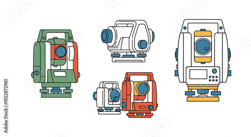 Theodolite Line art modern colorful abstract illustration