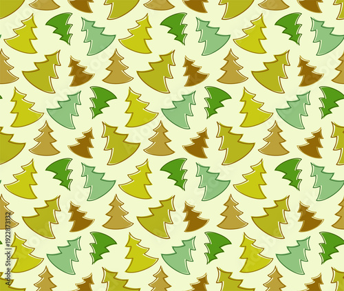 The Seamless background with green pines.