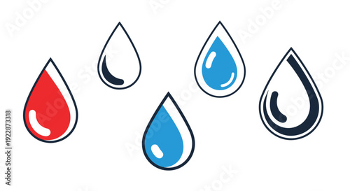 Water Drop Line art minimal creative color vector