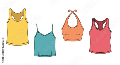 Sleeveless Top Line minimal color concept vector