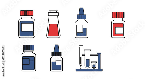 Reagent Bottle Line minimal colorful art illustration