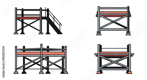 Scaffolding Line art contemporary color design vector