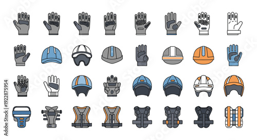 Set of 40 Safety Equipment Icons Vector