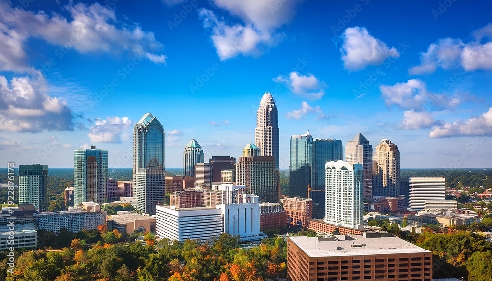 Fototapeta premium charlotte north carolina usa downtown city skyline view