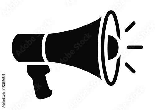 Black vector of a megaphone with sound waves emanating from the front