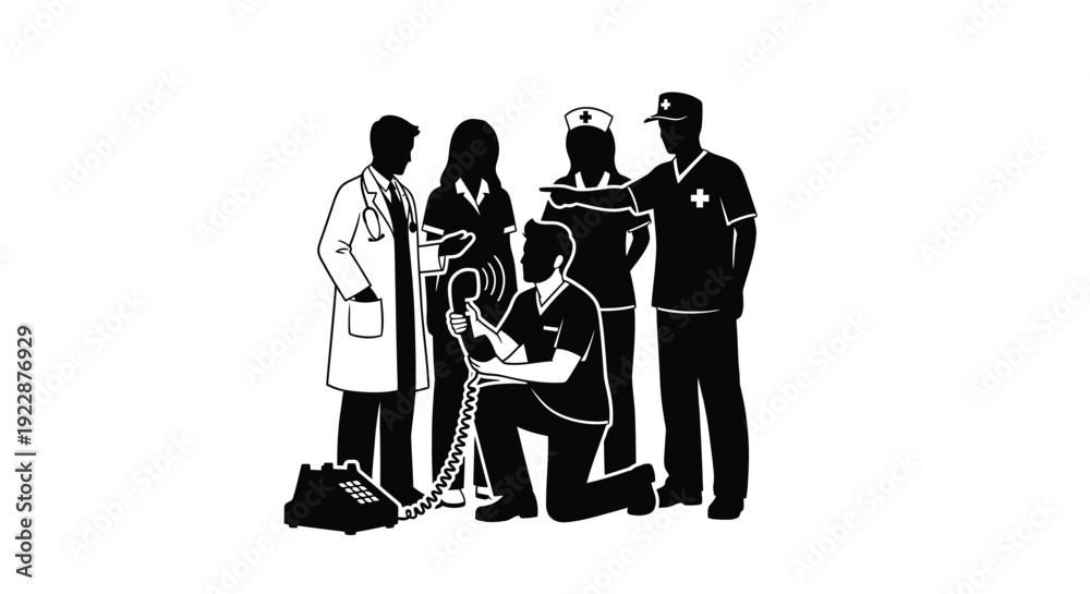 custom made wallpaper toronto digitalSilhouettes of medical professionals attending to a patient with equipment