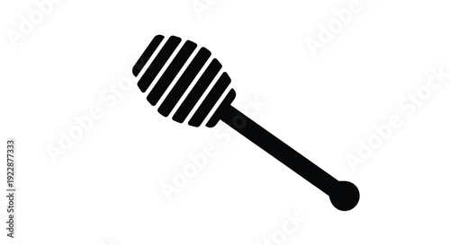 Simple black and white illustration of a honey dipper on white
