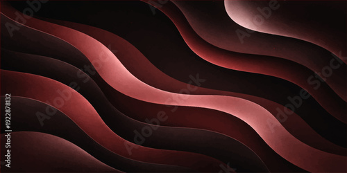 Red and black abstract background featuring flowing silk waves and smooth satin textures in a luxury vector design with soft curves and a velvet cloth pattern