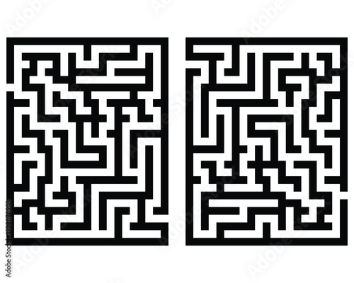 Black rectangle mazes isolated on white background	