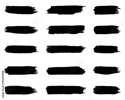 Ink Stroke Brushes, hand drawn black sticker, abstract freehand stroke	
