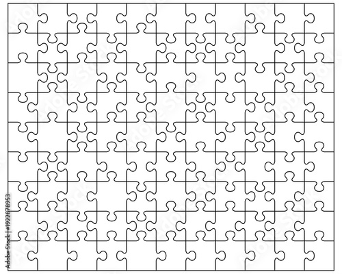 Illustration of big white puzzle, separate parts	
