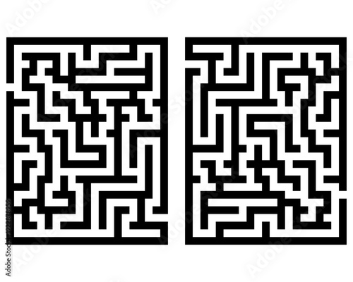 Black rectangle mazes isolated on white background	