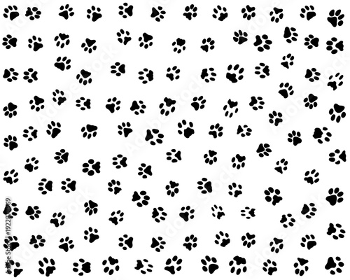 	
Black silhouettes of prints of dog paws, Seamless pattern	
