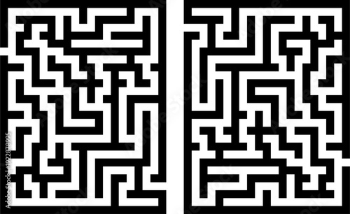 Black rectangle mazes isolated on white background	