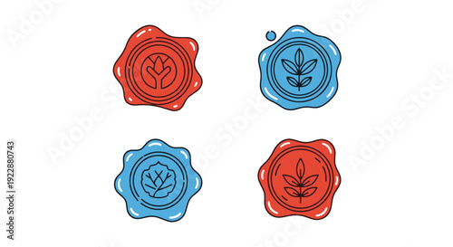 Seal Wax Stamp Line clean modern tone vector