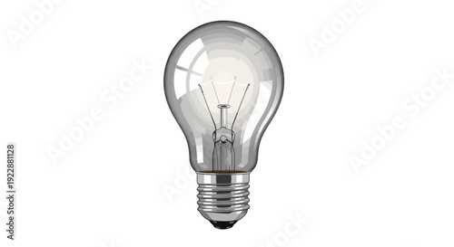 Bright lightbulb with glowing filament and clear glass