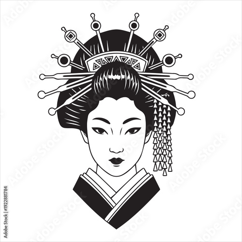 Geisha portrait of a young Japan woman