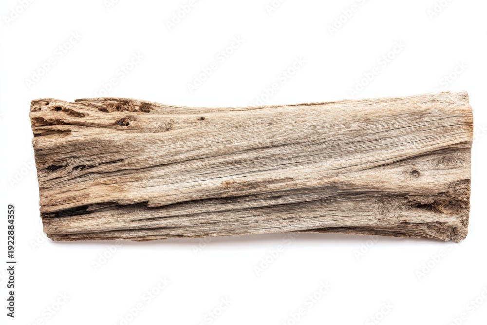 Fototapeta premium Weathered driftwood log on white background