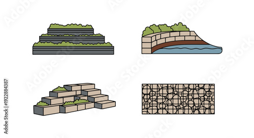 Retaining Wall Line minimal smooth style illustration