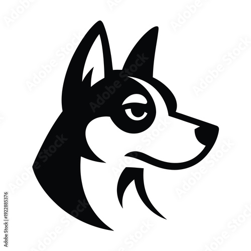 Stylized vector head of a husky dog in design.
