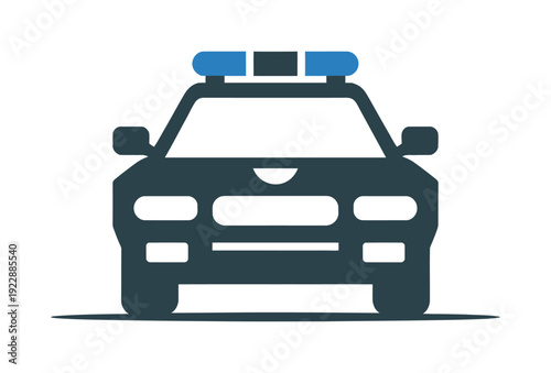Vector illustration of a police car with blue lights on top