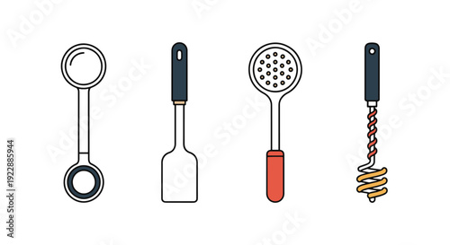 Stirring Spoon Line creative modern color illustration