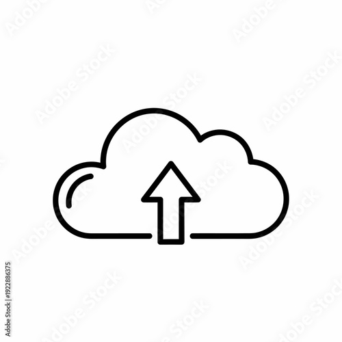 A cloud with an upward-pointing arrow, indicating uploading data and information