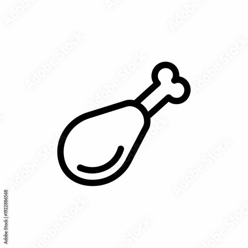 A simple black outline of a cooked chicken leg