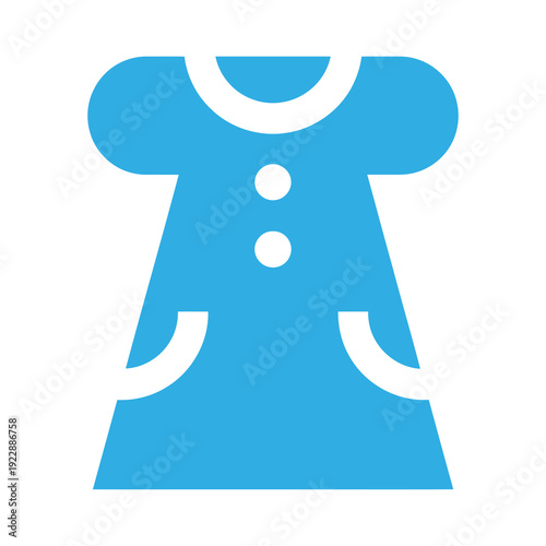 Vector illustration of a simple blue dress with buttons and pockets