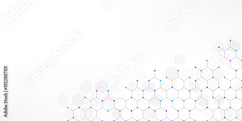 Graphic design element with abstract geometric background of simple hexagon pattern