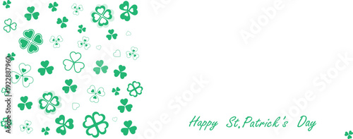 Irish green bright clover on transparent background with the inscription 