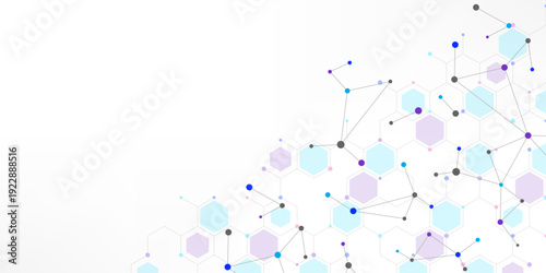 Molecular structure and genetic engineering, molecules DNA, neural network, scientific research. Abstract background for innovation technology, science, healthcare, and medicine